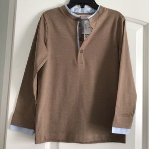 NWT H&M Boys’Tan Henley Shirt Size 4-6 years